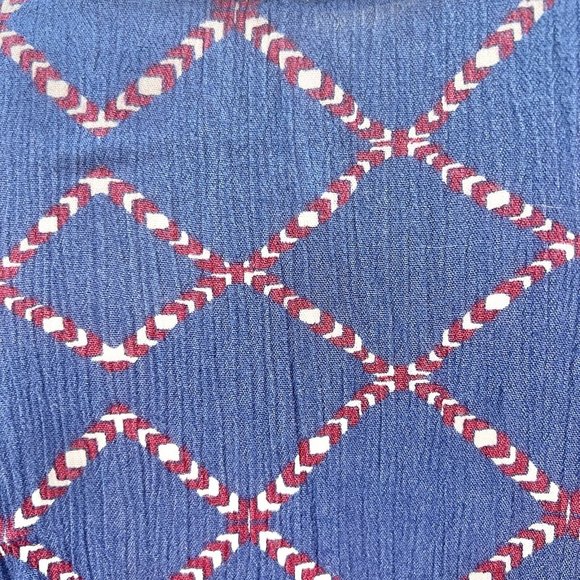 Free People Womens XS Ivory Blue Red Side Tie Tank Top Patriotic - Picture 5 of 10